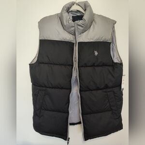 U.S. Polo Assn. Black and Gray Quilted Puffer Vest